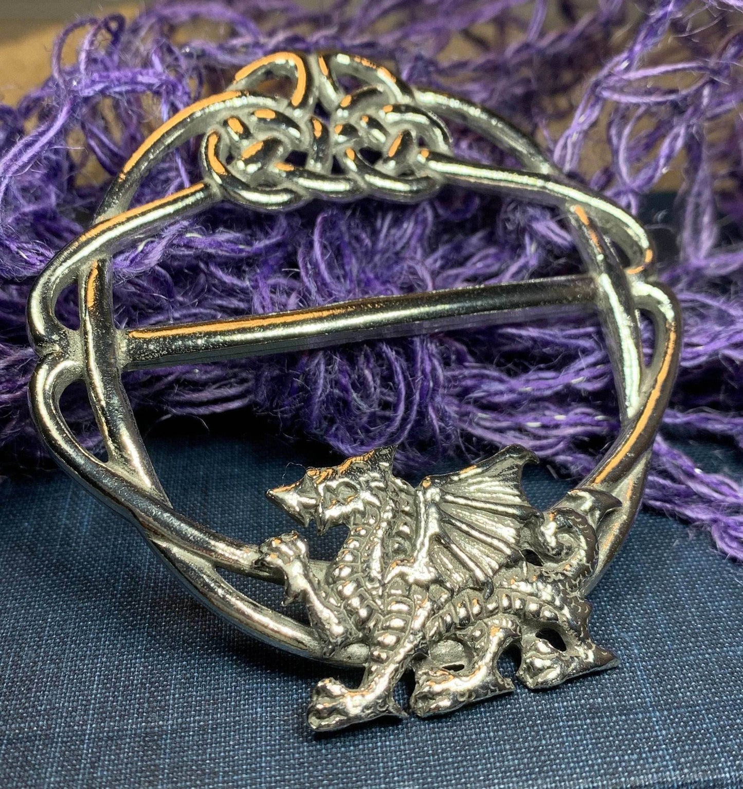 Pewter Welsh Dragon Scarf Ring - 