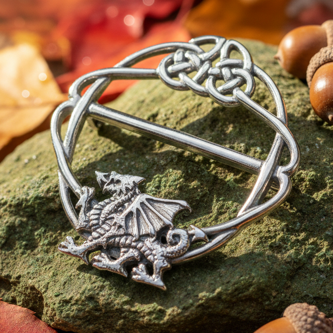 Pewter Welsh Dragon Scarf Ring