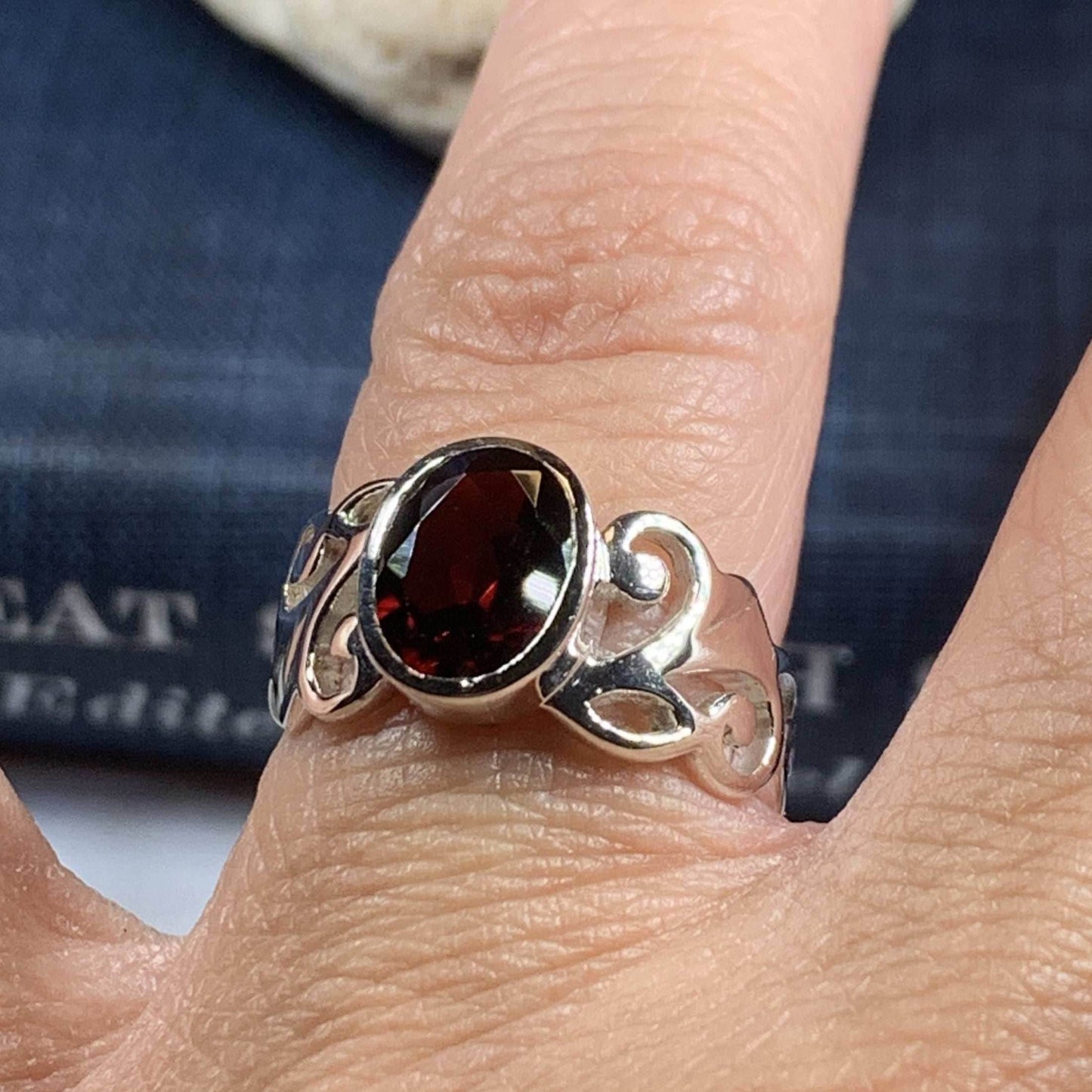 Celtic Filigree Ring - 6 1/2 / Garnet
