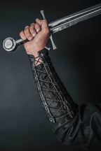 Medieval leather bracers with rivets - for one hand