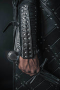 Medieval leather bracers with rivets - for one hand