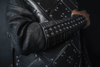 Medieval leather bracers with rivets - for one hand