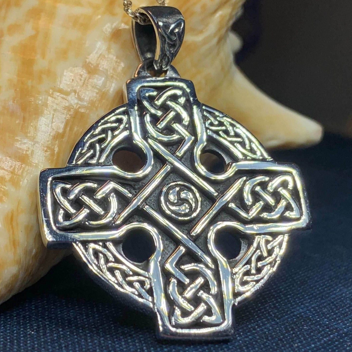 Lyre Celtic Cross Necklace - 18