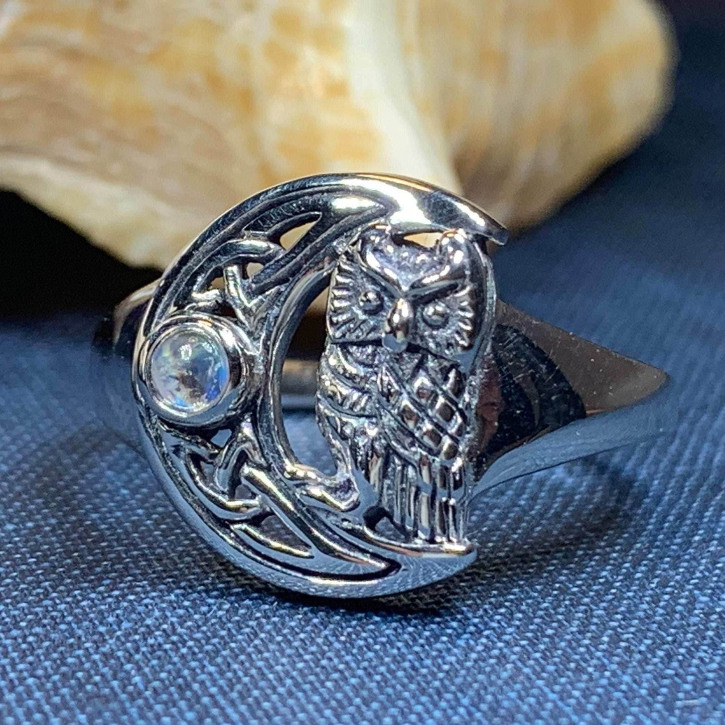 Celtic Owl Moon Ring - 4
