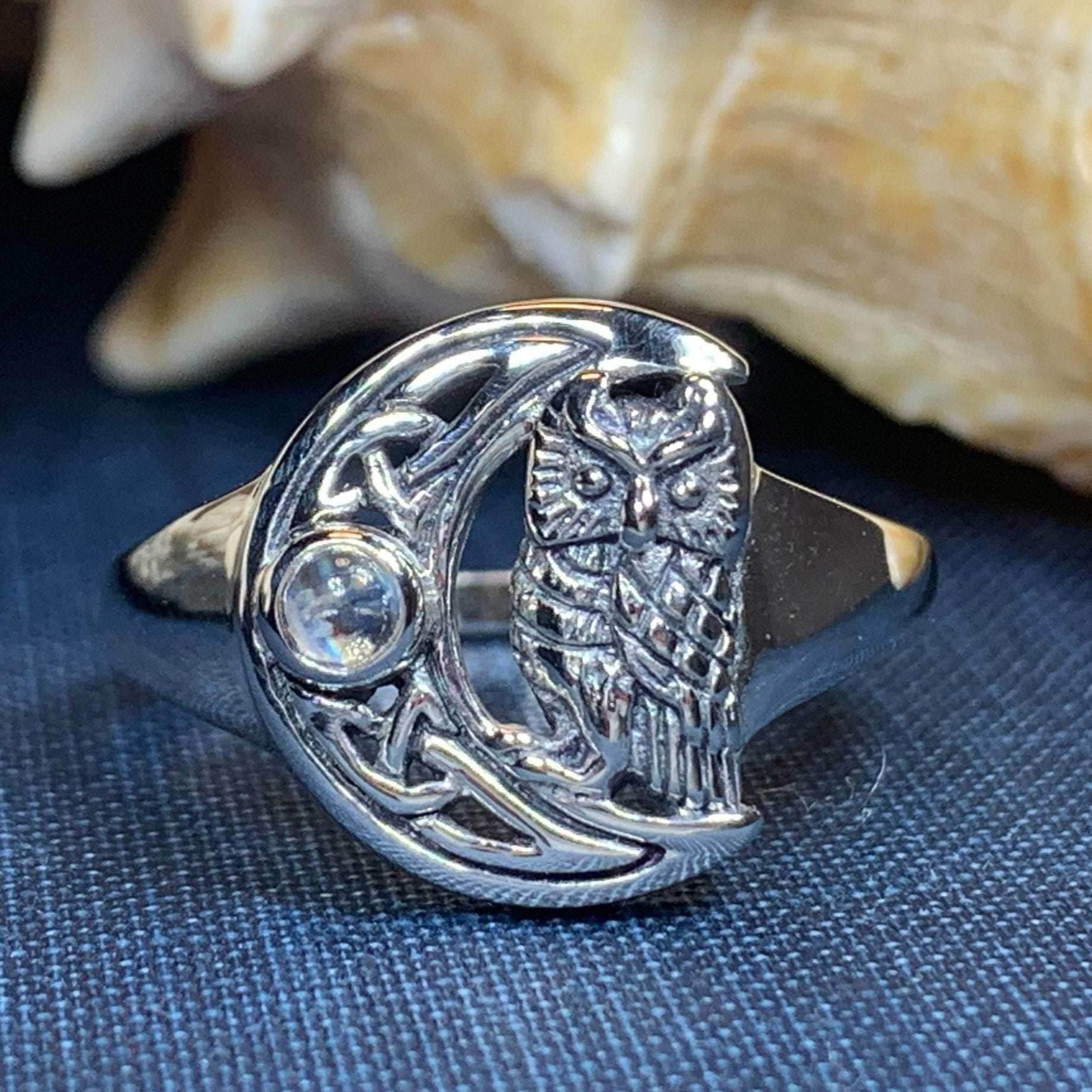 Celtic Owl Moon Ring - 4
