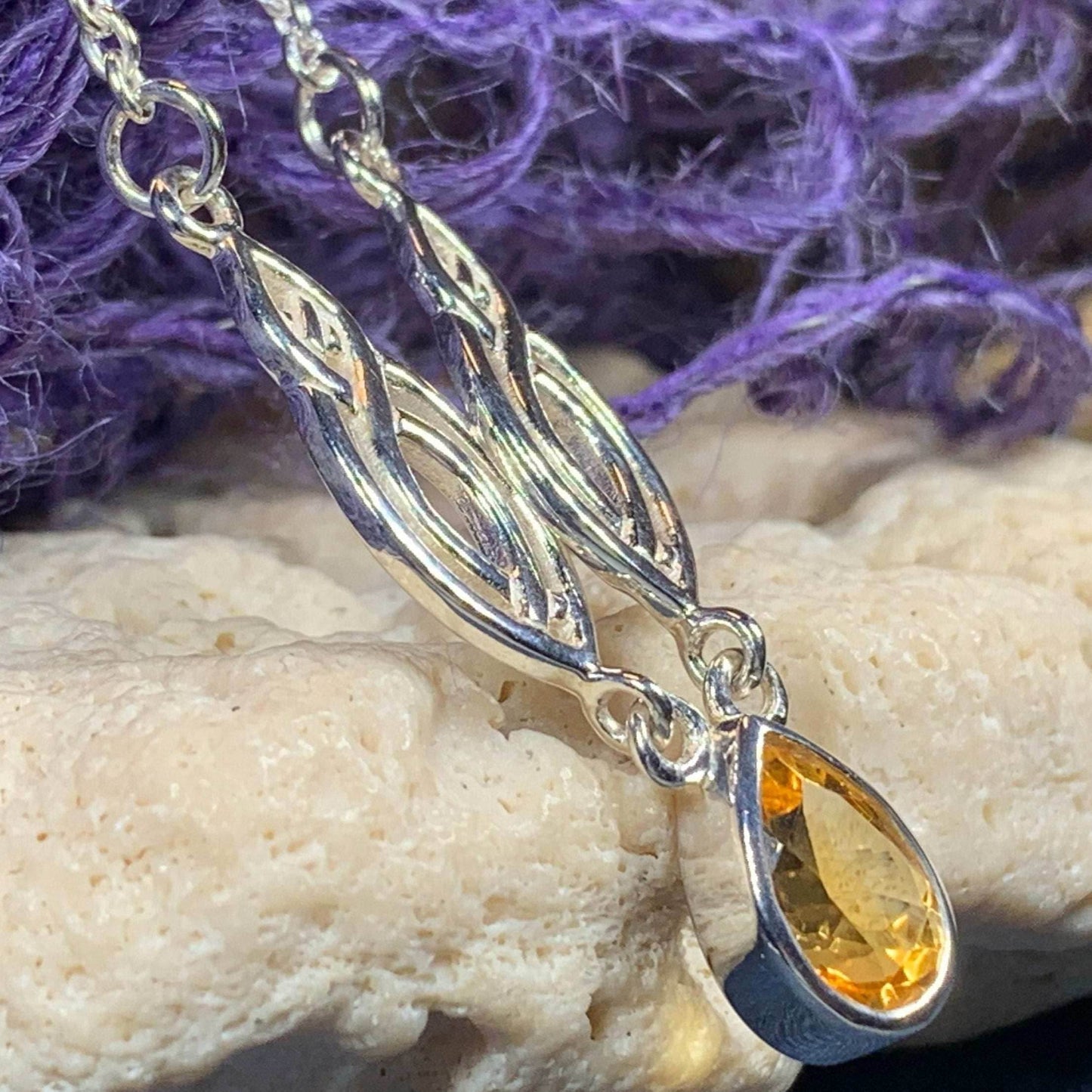 Lilias Celtic Knot Necklace - Citrine