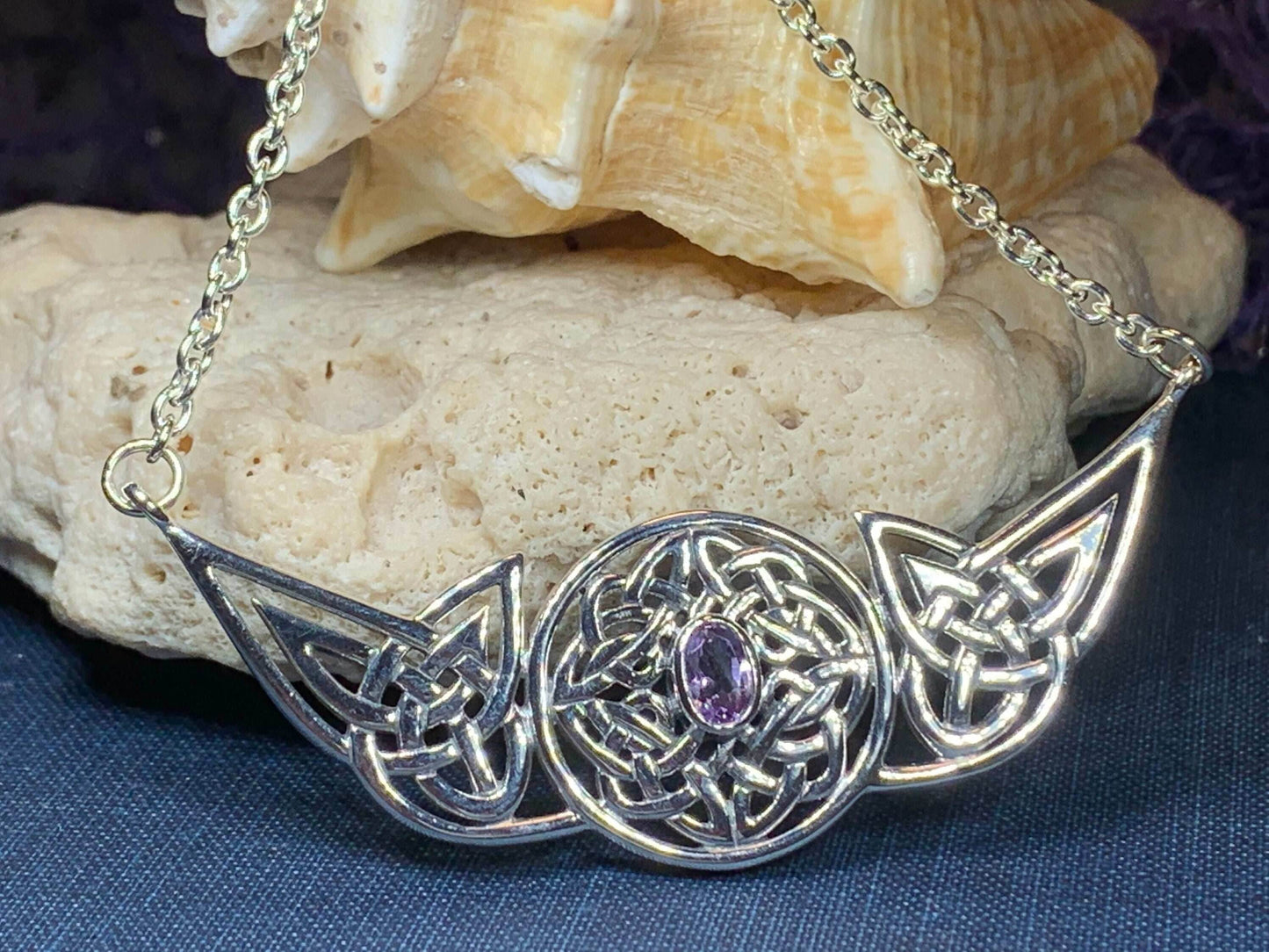 Glorious Celtic Wheel of Life Necklace - Amethyst