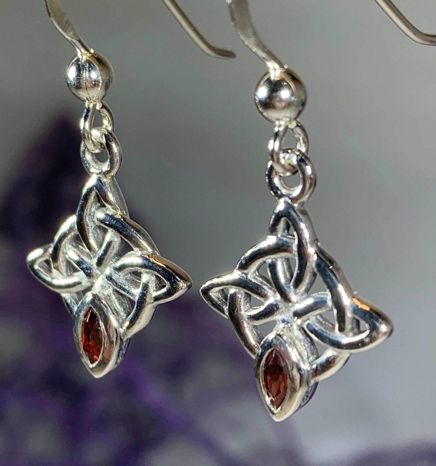Arynne Celtic Knot Earrings - Amethyst