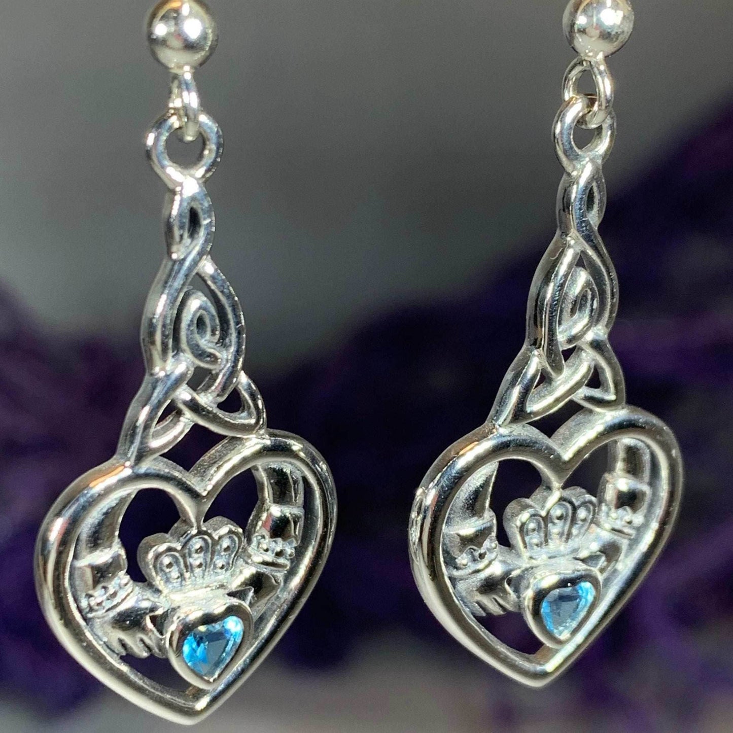 Careena Claddagh Earrings - Topaz