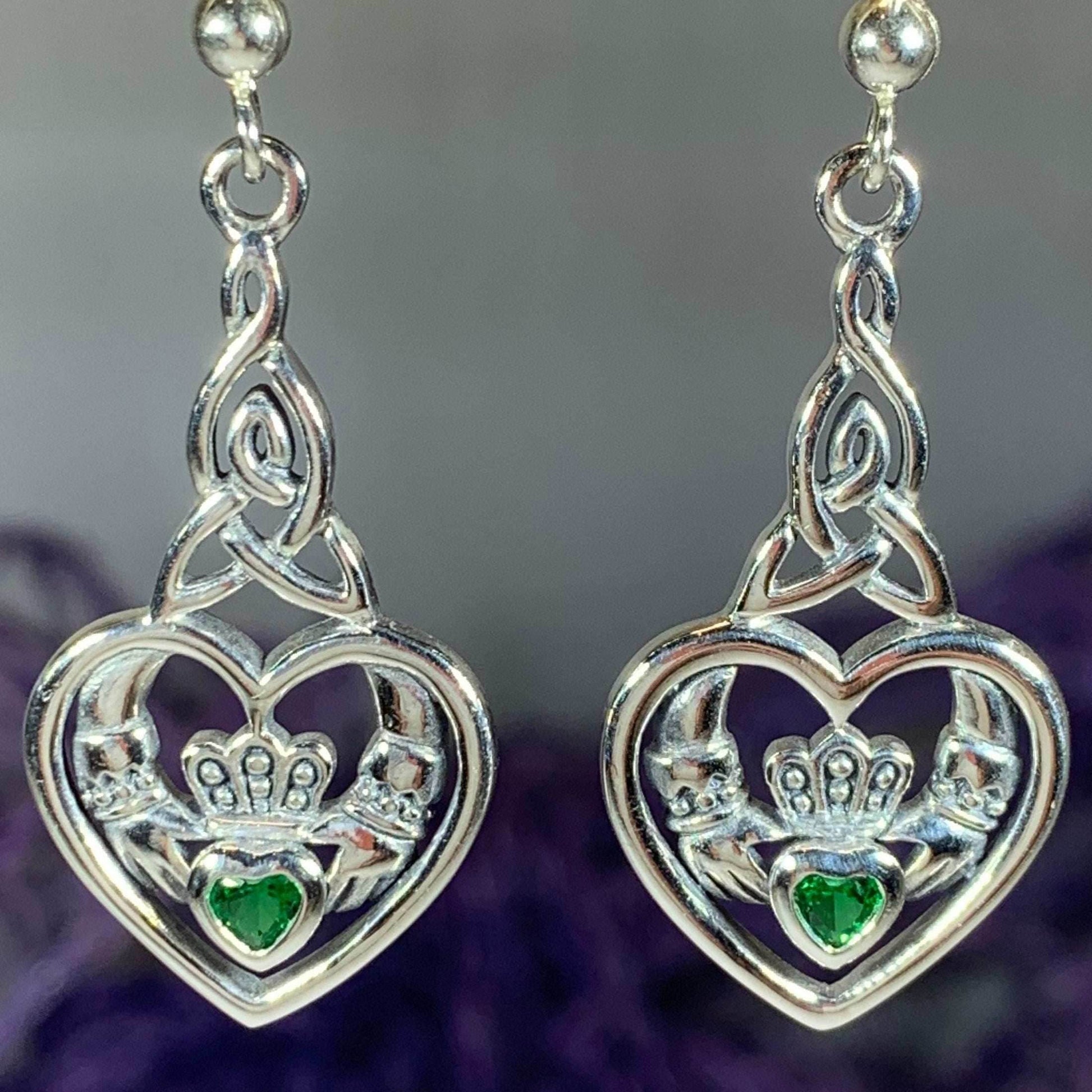 Careena Claddagh Earrings - Amethyst