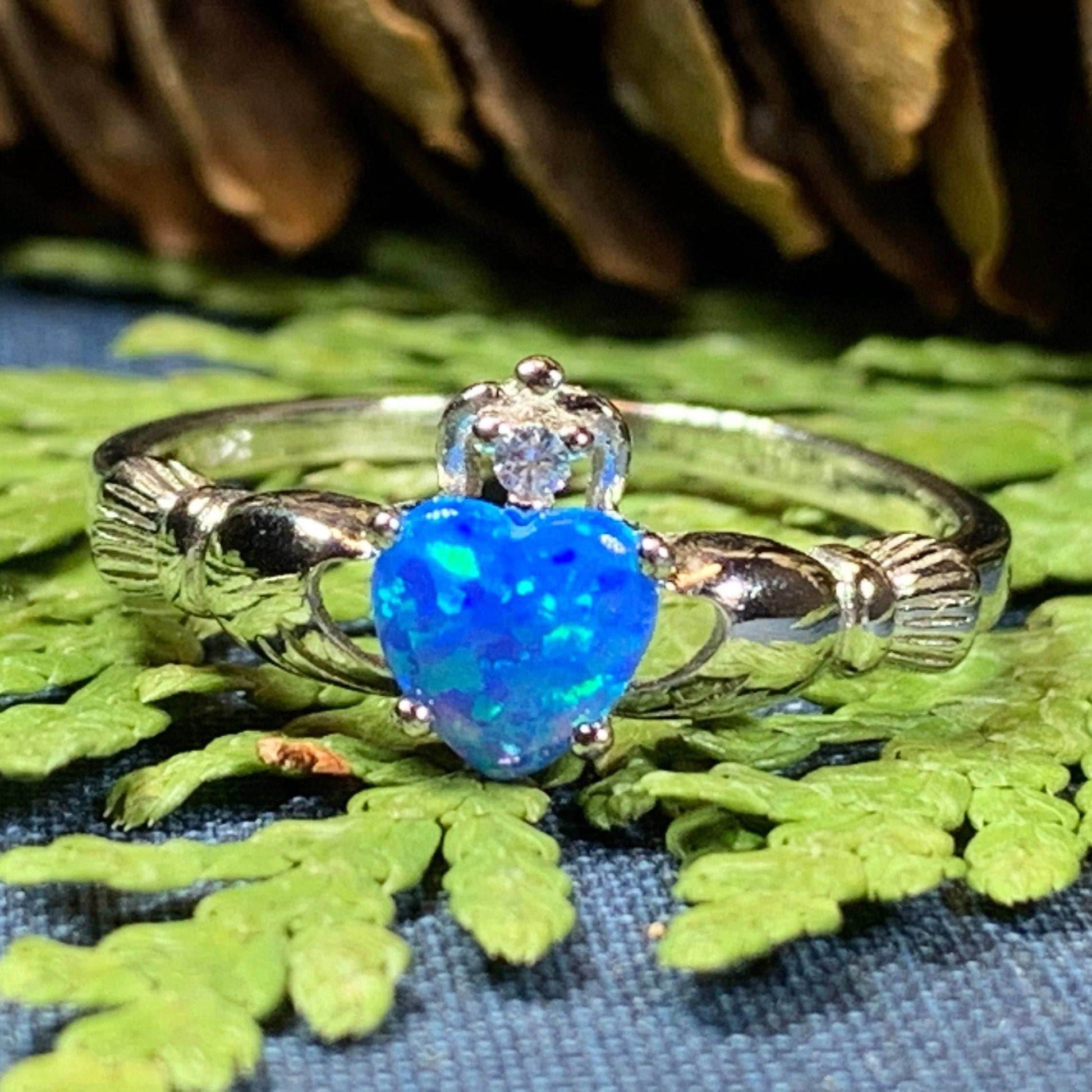 Erline Claddagh Blue Opal Ring - 4