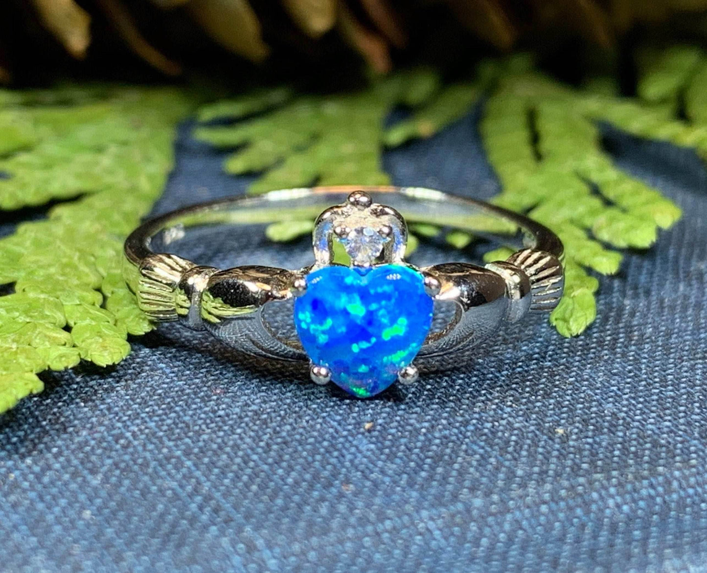 Erline Claddagh Blue Opal Ring - 4