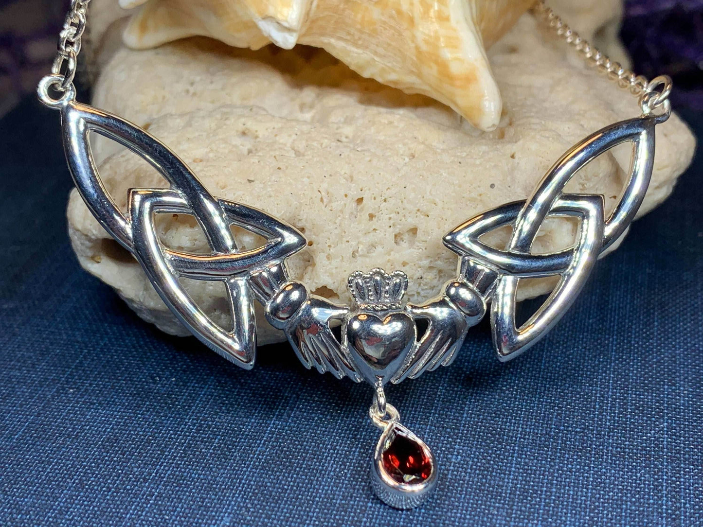 Erinna Claddagh Necklace - Garnet