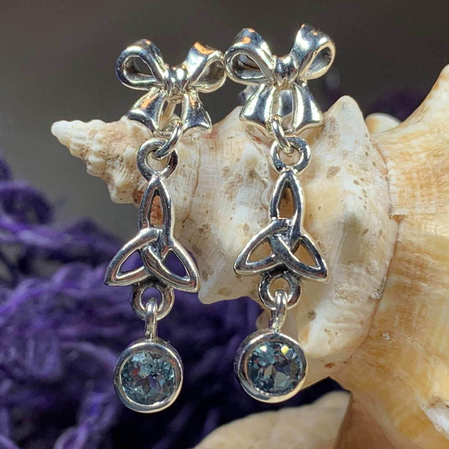 Joy Trinity Knot Earrings - Amethyst