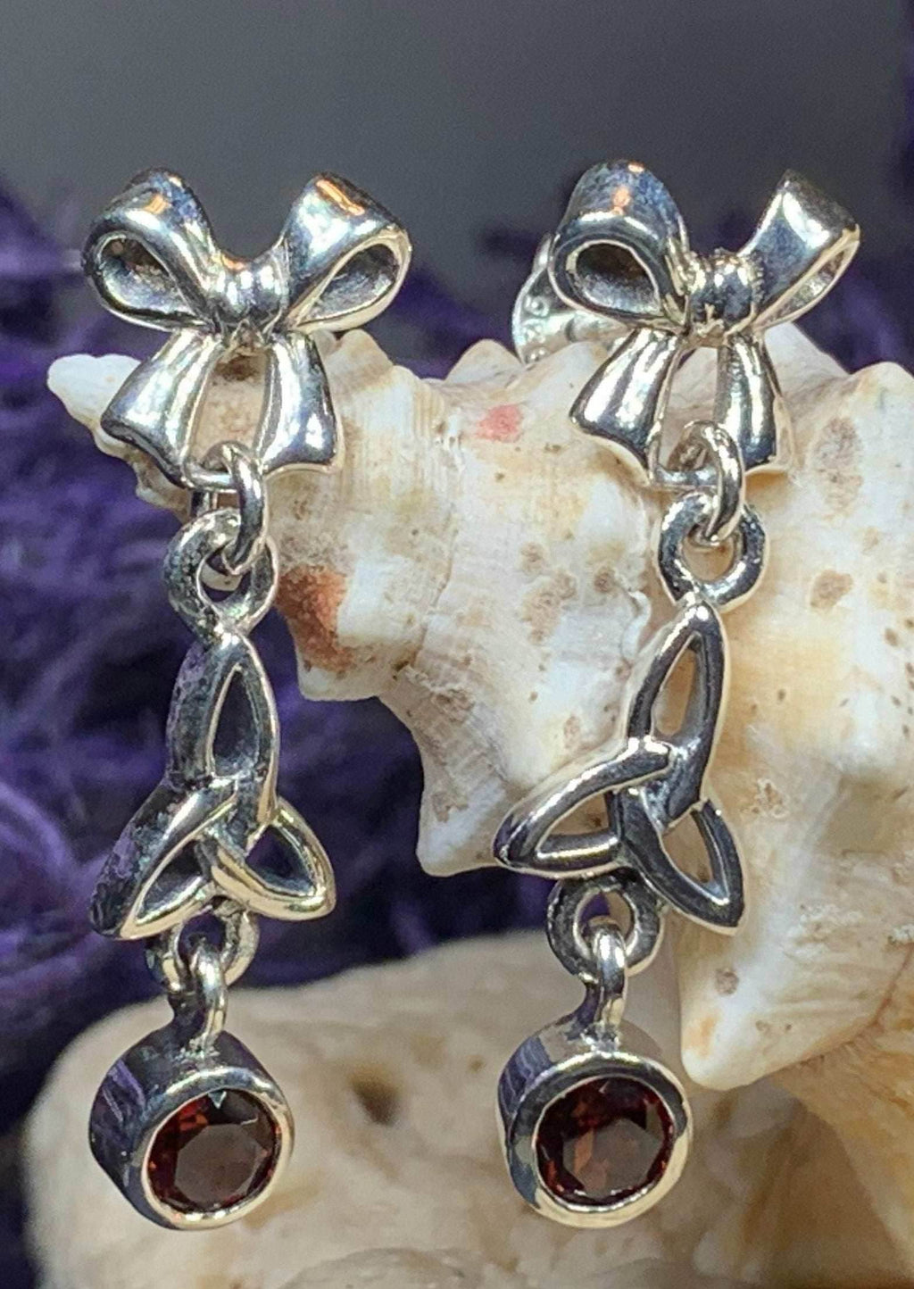 Joy Trinity Knot Earrings - Amethyst