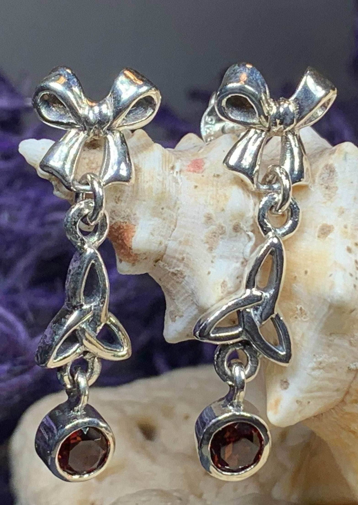 Joy Trinity Knot Earrings - Amethyst