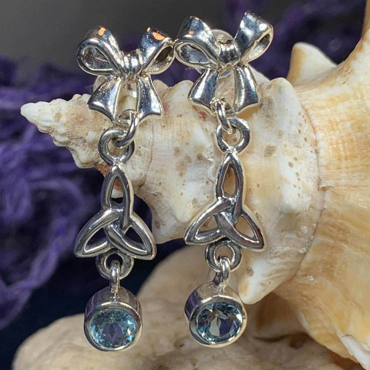 Joy Trinity Knot Earrings - Topaz