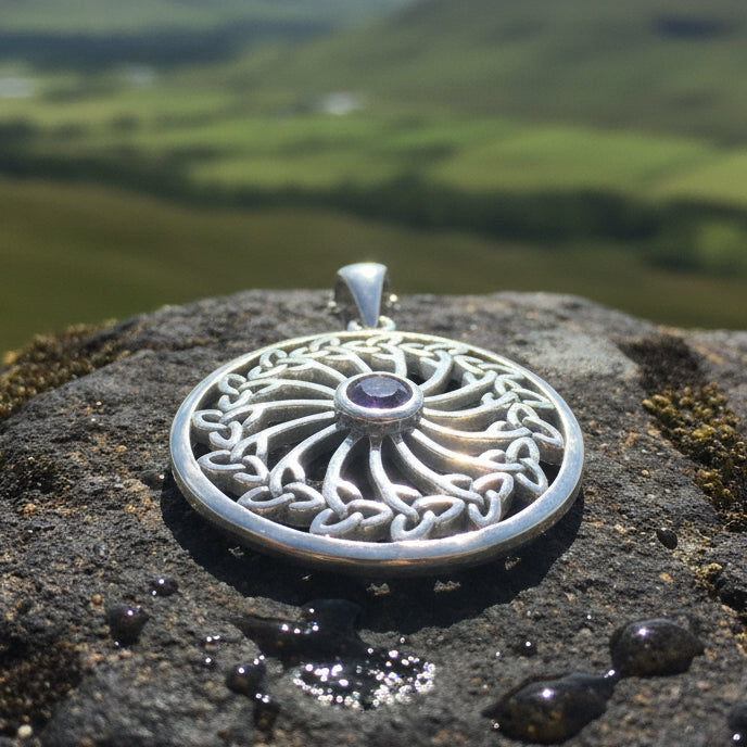 Wheel of Life Trinity Knot Necklace