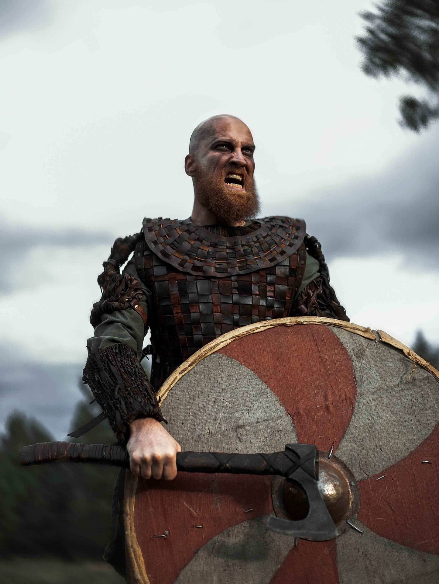 Viking leather bracers - Brown / For two hands