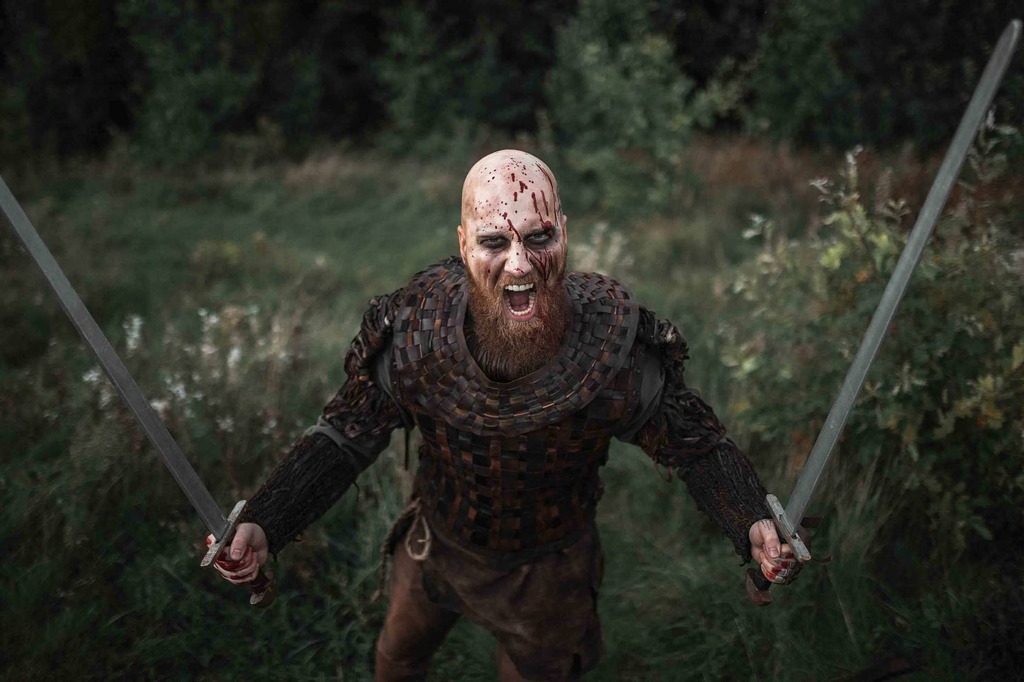 Viking leather bracers - Brown / For two hands