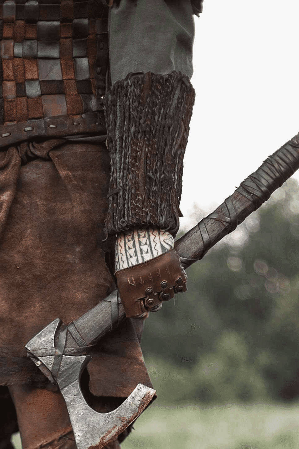 Viking leather bracers - Brown / For two hands