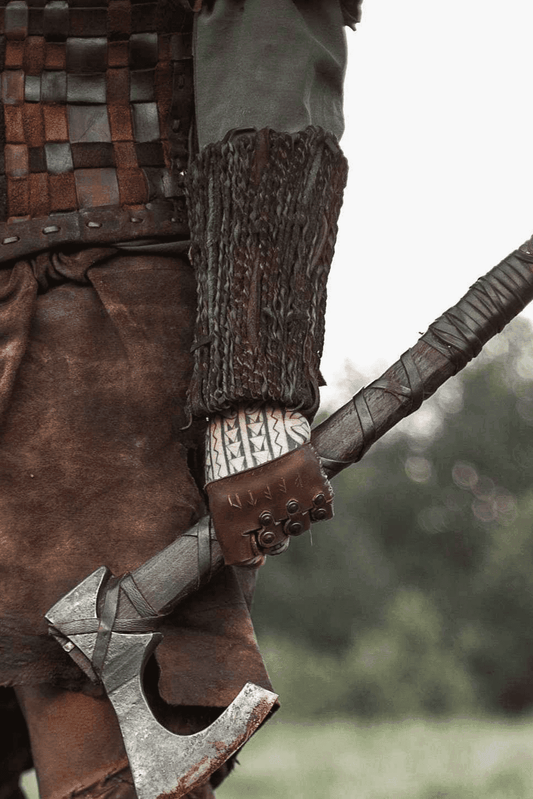 Viking leather bracers - Brown / For two hands