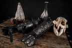 Medieval leather bracers with hand protection - for one hand