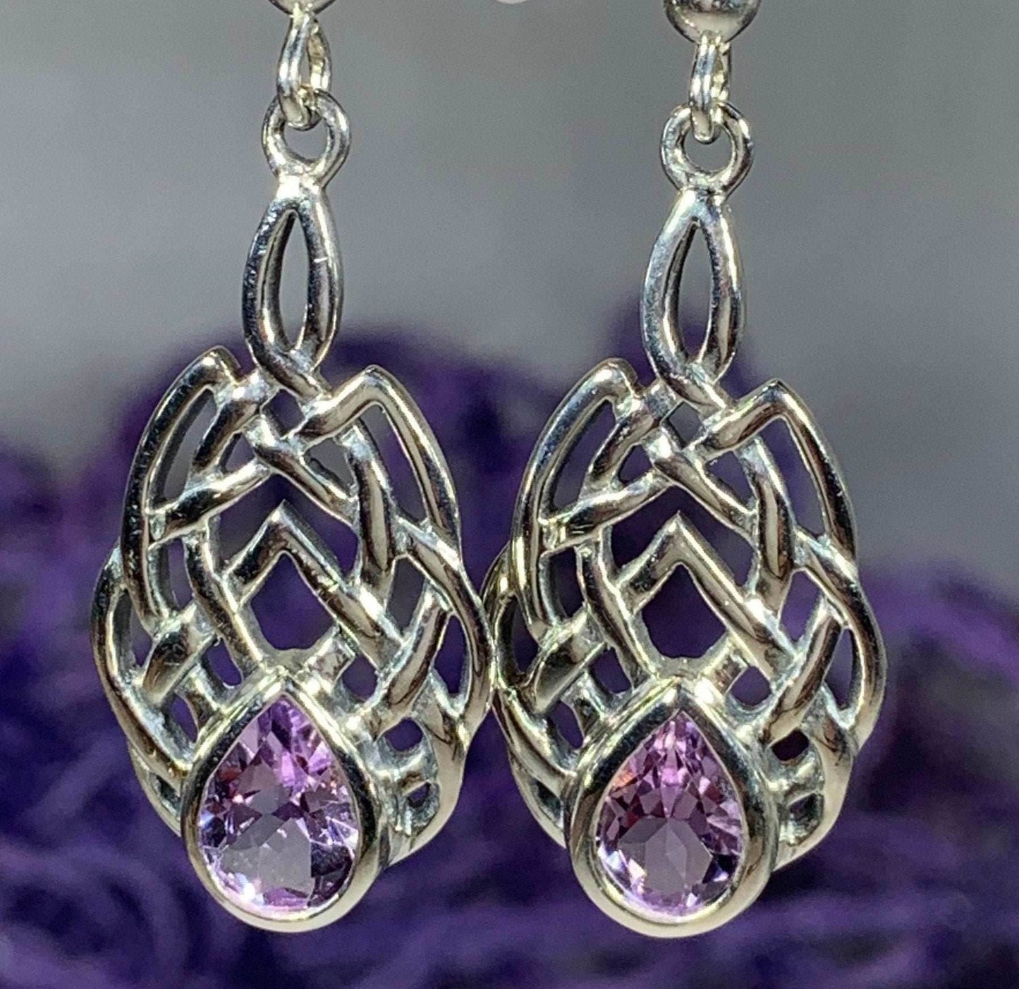 Abria Celtic Knot Earrings - Amethyst