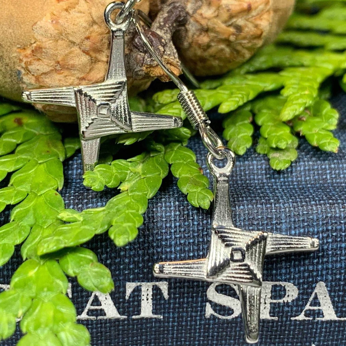 Pewter Saint Brigid's Cross Earrings - 