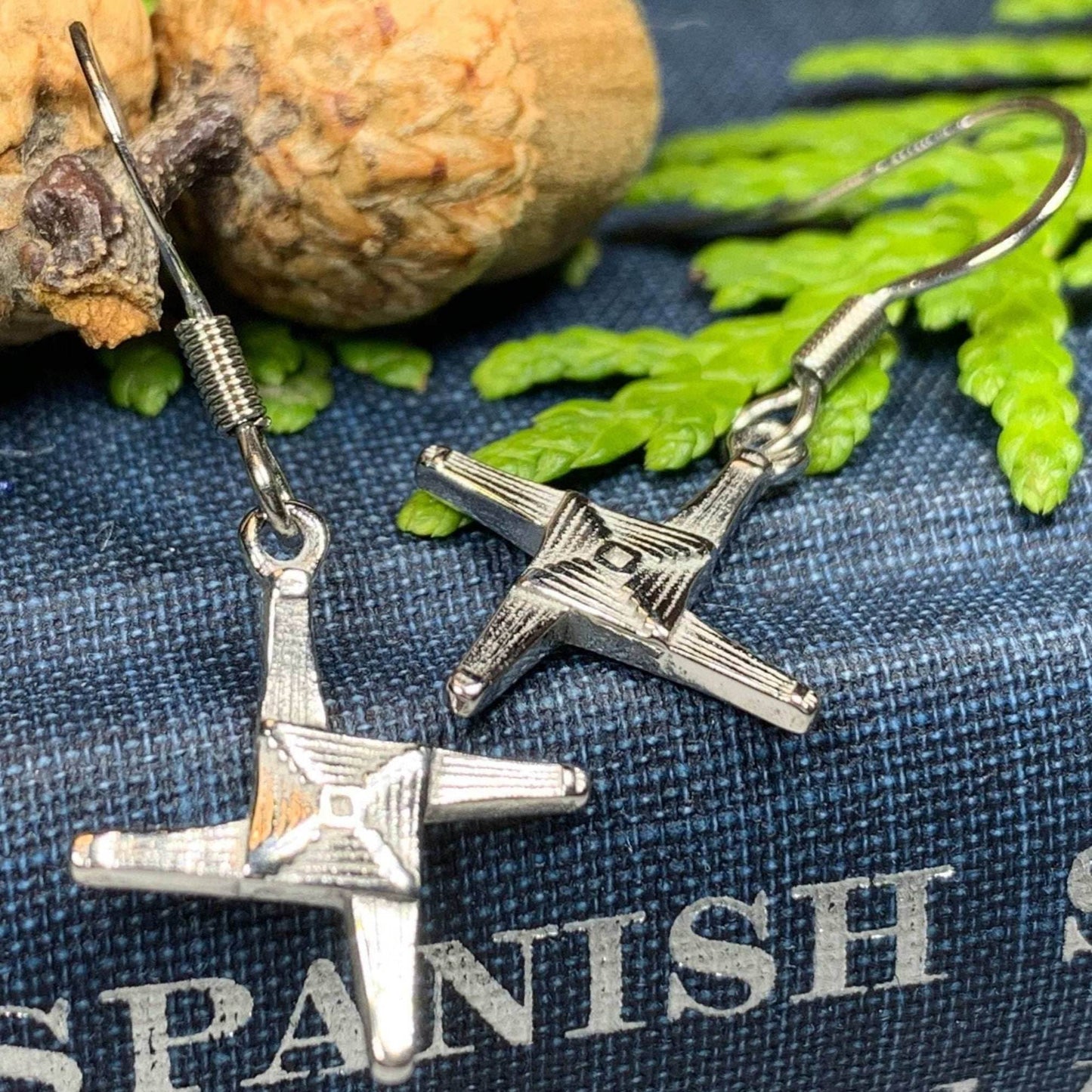 Pewter Saint Brigid's Cross Earrings - 
