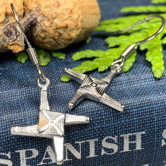 Pewter Saint Brigid's Cross Earrings - 