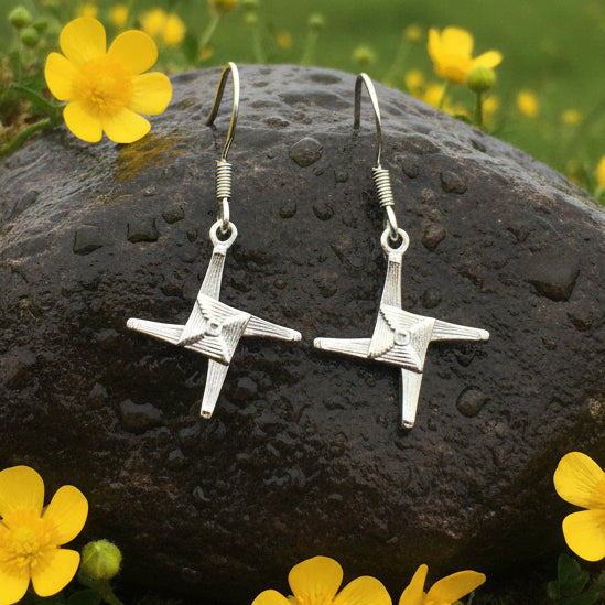 Pewter Saint Brigid's Cross Earrings