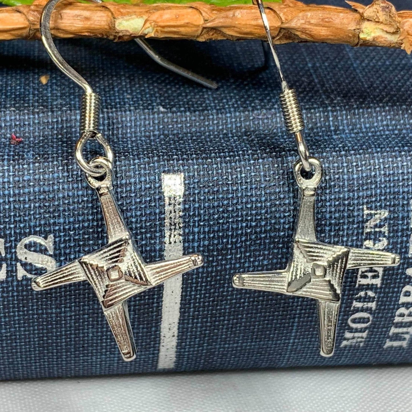 Pewter Saint Brigid's Cross Earrings - 
