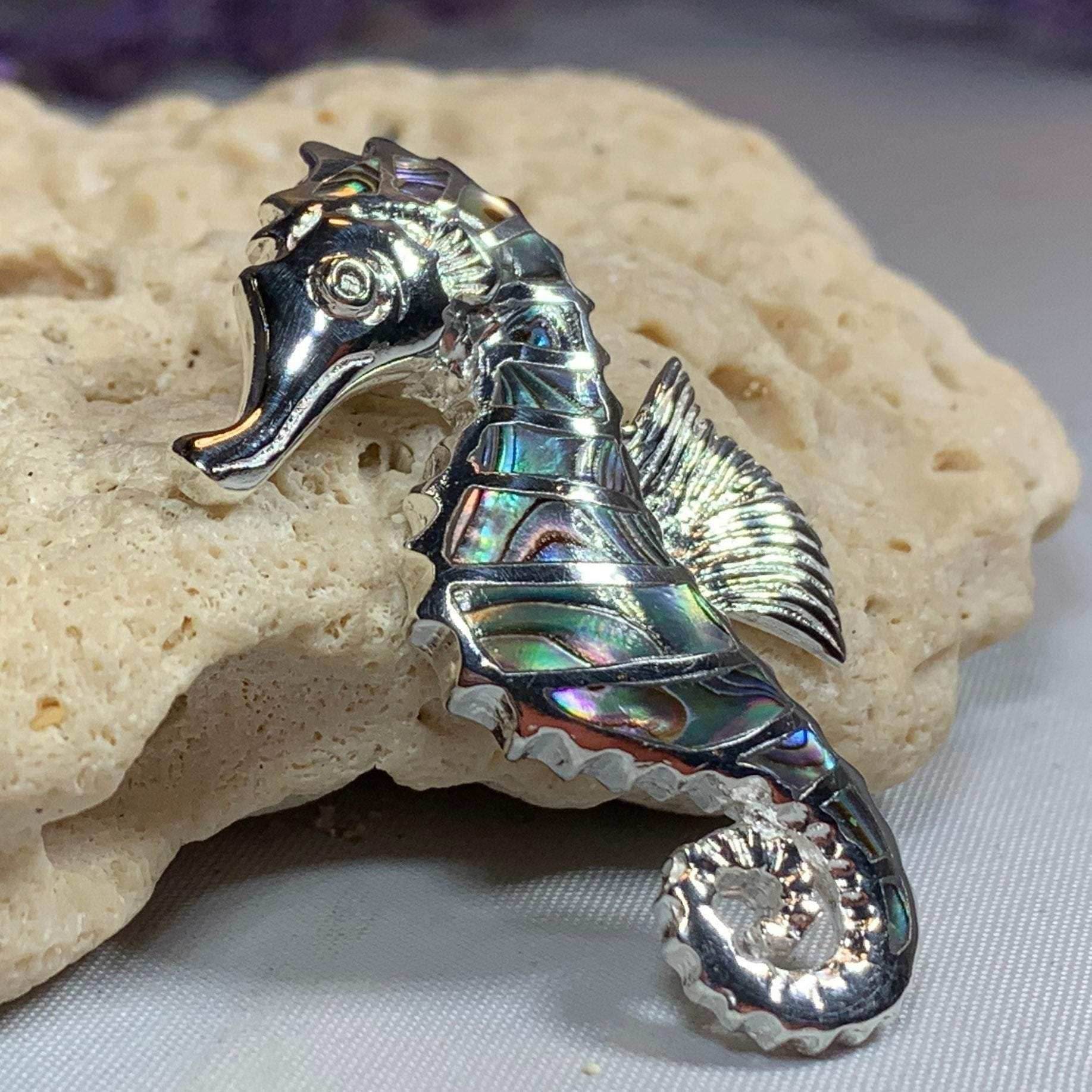 Abalone Seahorse Necklace - 18 / Abalone Shell