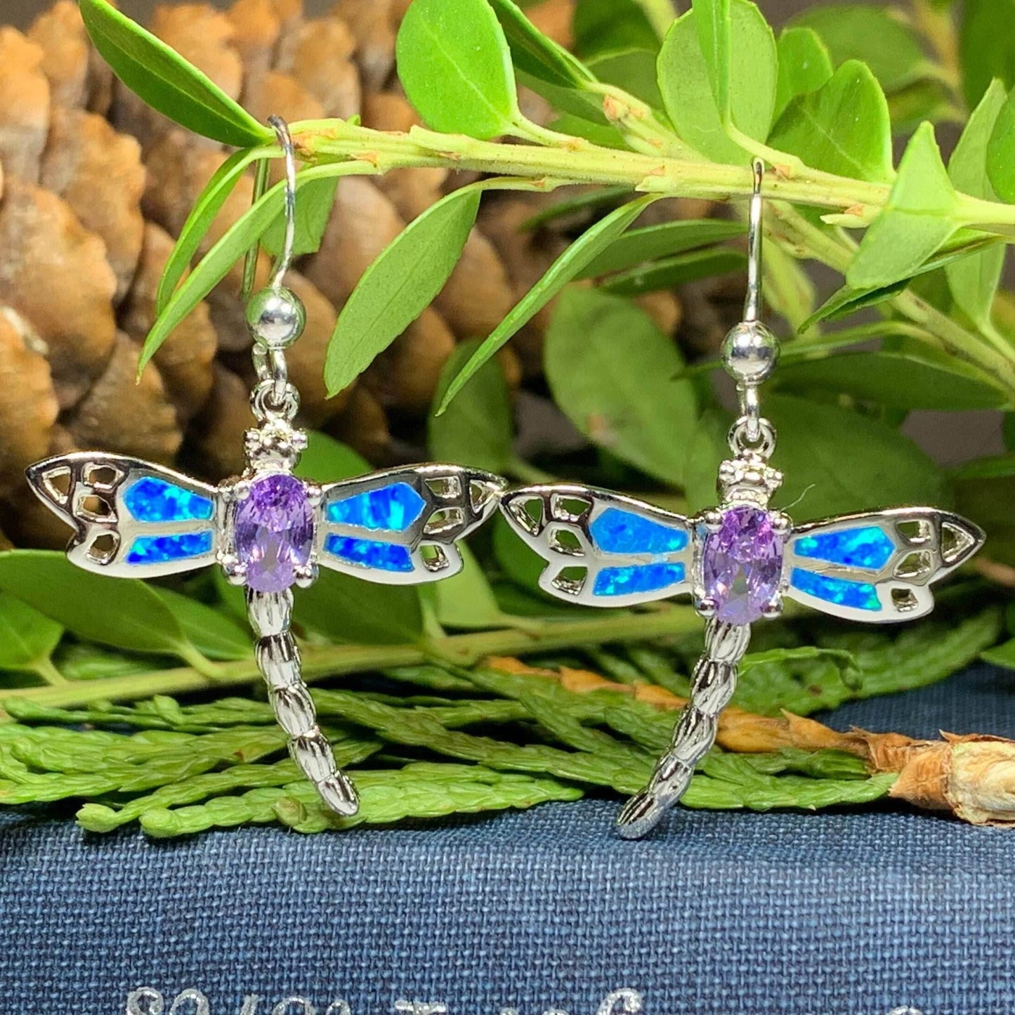 Amethyst Blue Dragonfly Earrings - 