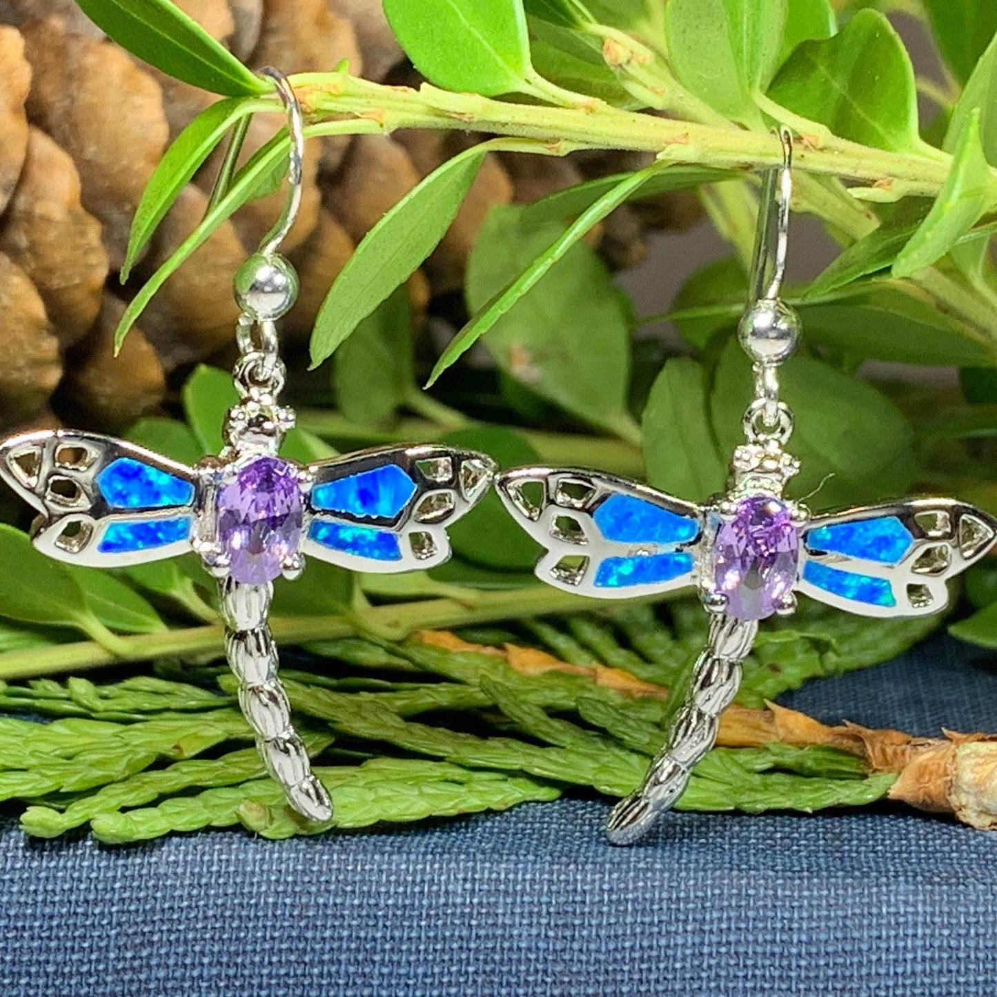 Amethyst Blue Dragonfly Earrings - 