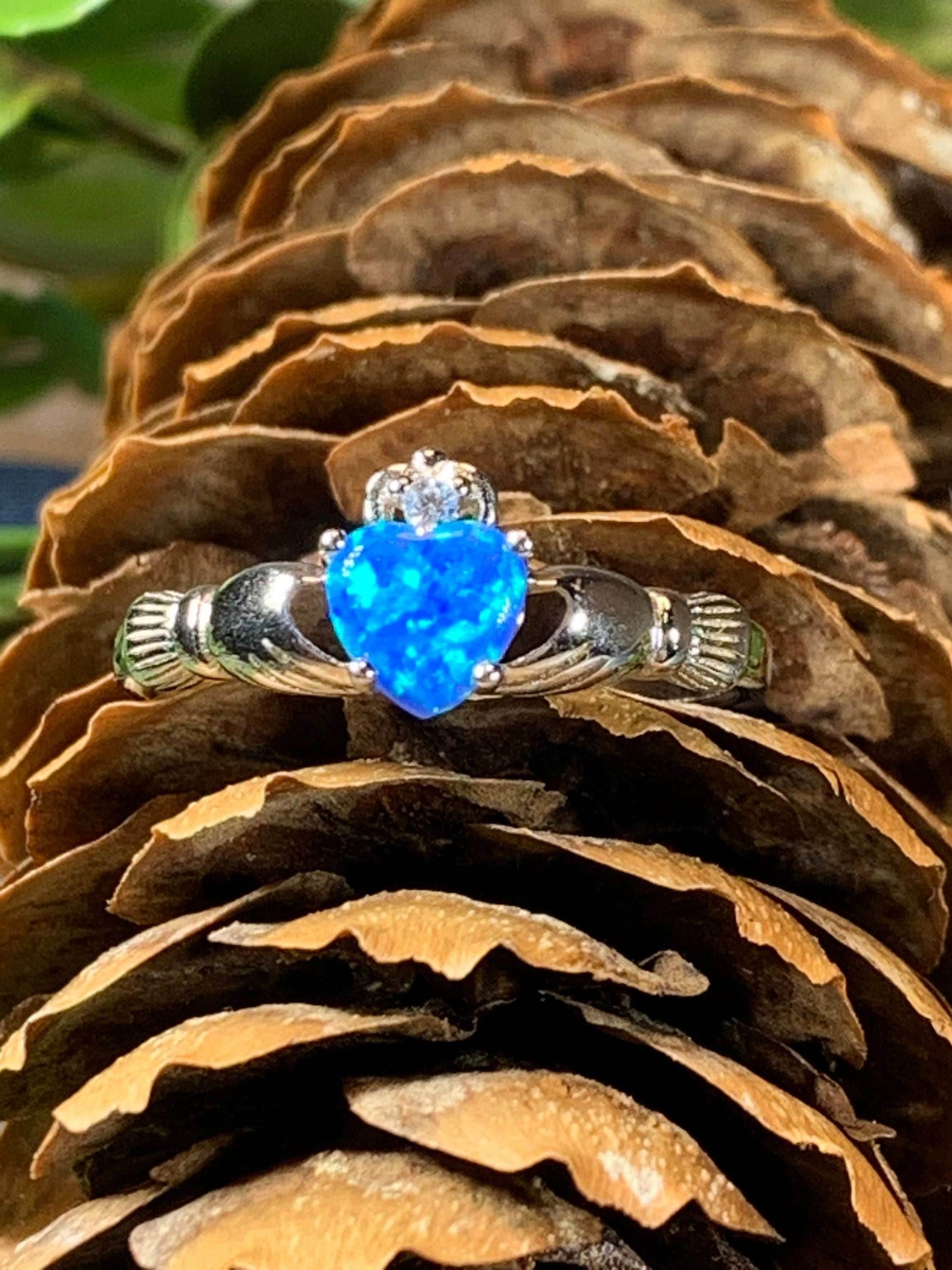 Erline Claddagh Blue Opal Ring - 4
