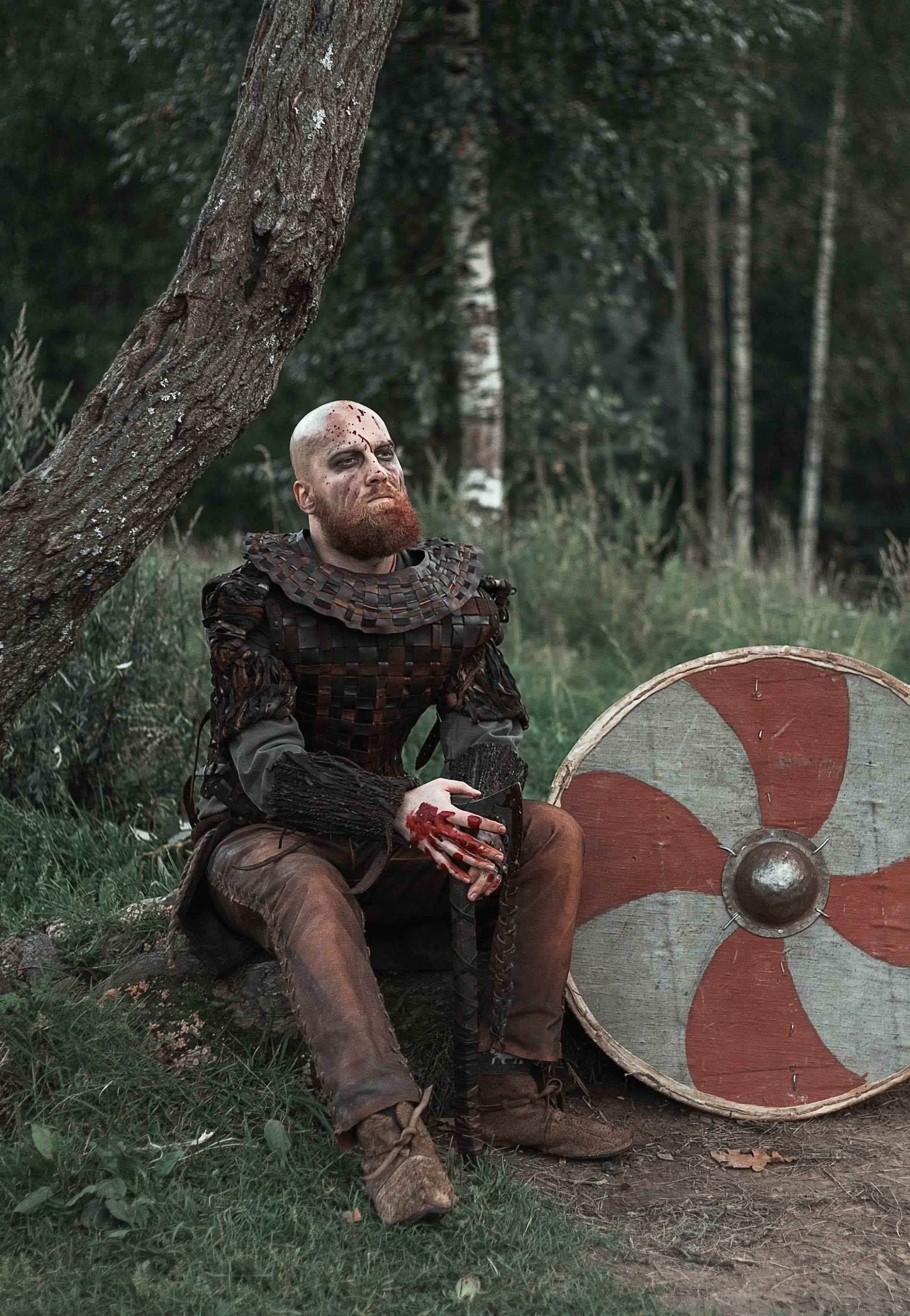 Viking leather bracers - Brown / For two hands