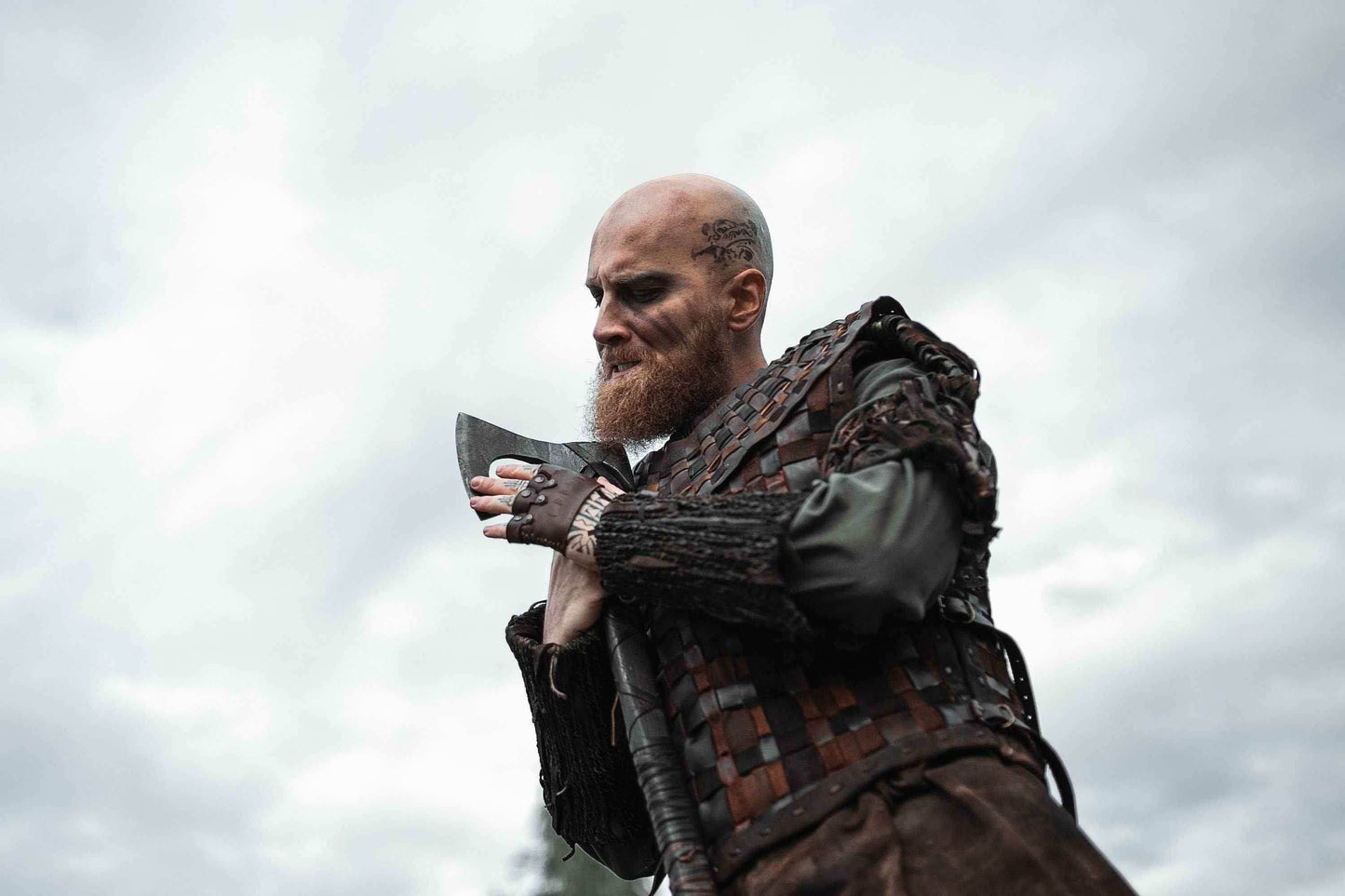 Viking leather bracers - Brown / For two hands