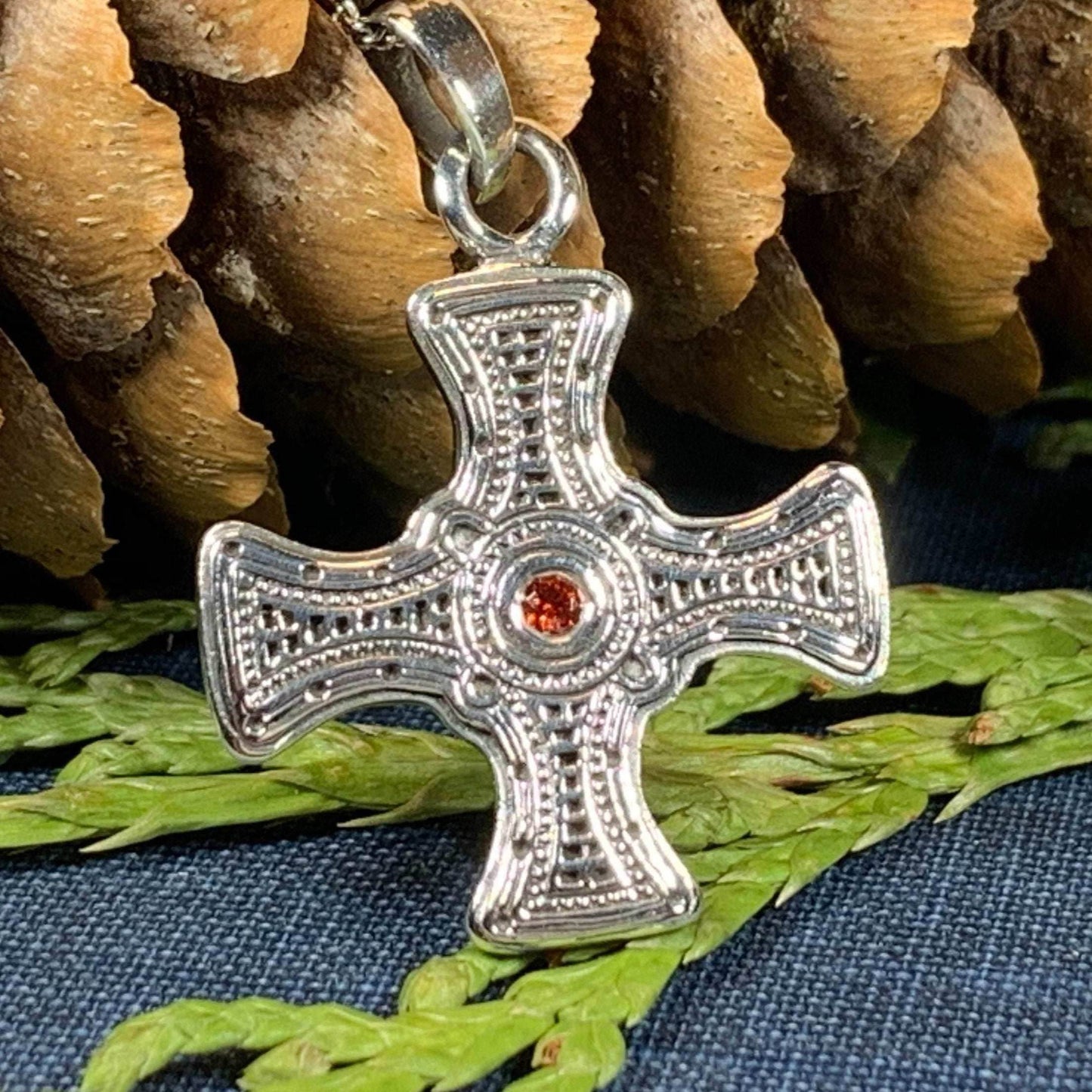 Saint Cuthbert Celtic Cross Necklace - 18
