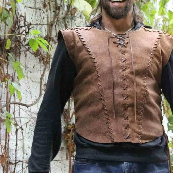 Medieval Larp leather vest - XS