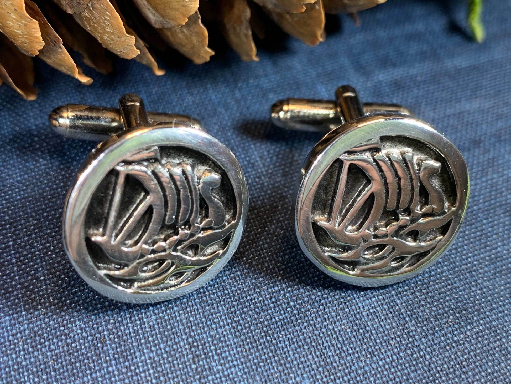 Viking Ship Pewter Cuff Links - 