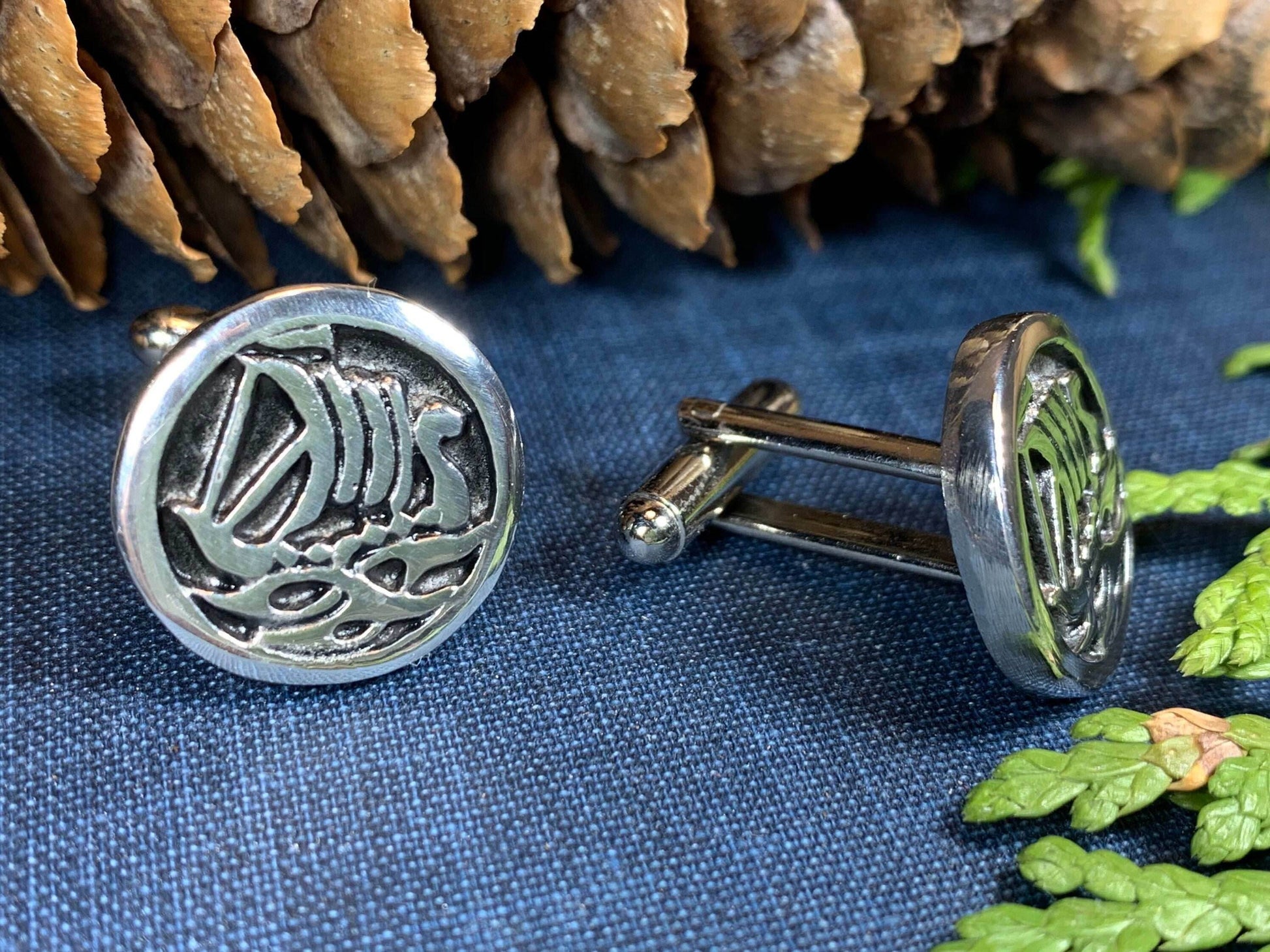 Viking Ship Pewter Cuff Links - 