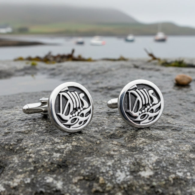 Viking Ship Pewter Cuff Links