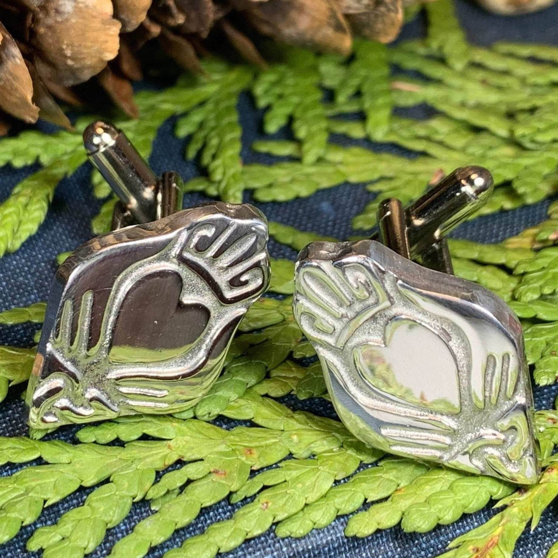 Modern Claddagh Cuff Links - 