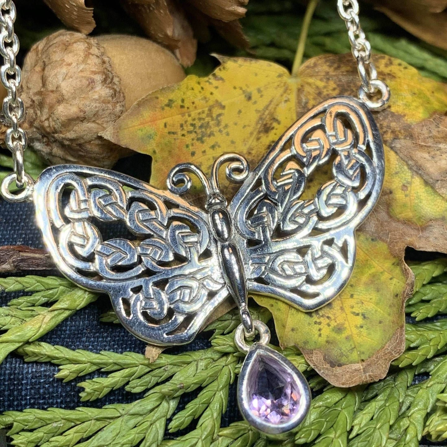 Celtic Butterfly Necklace - Amethyst