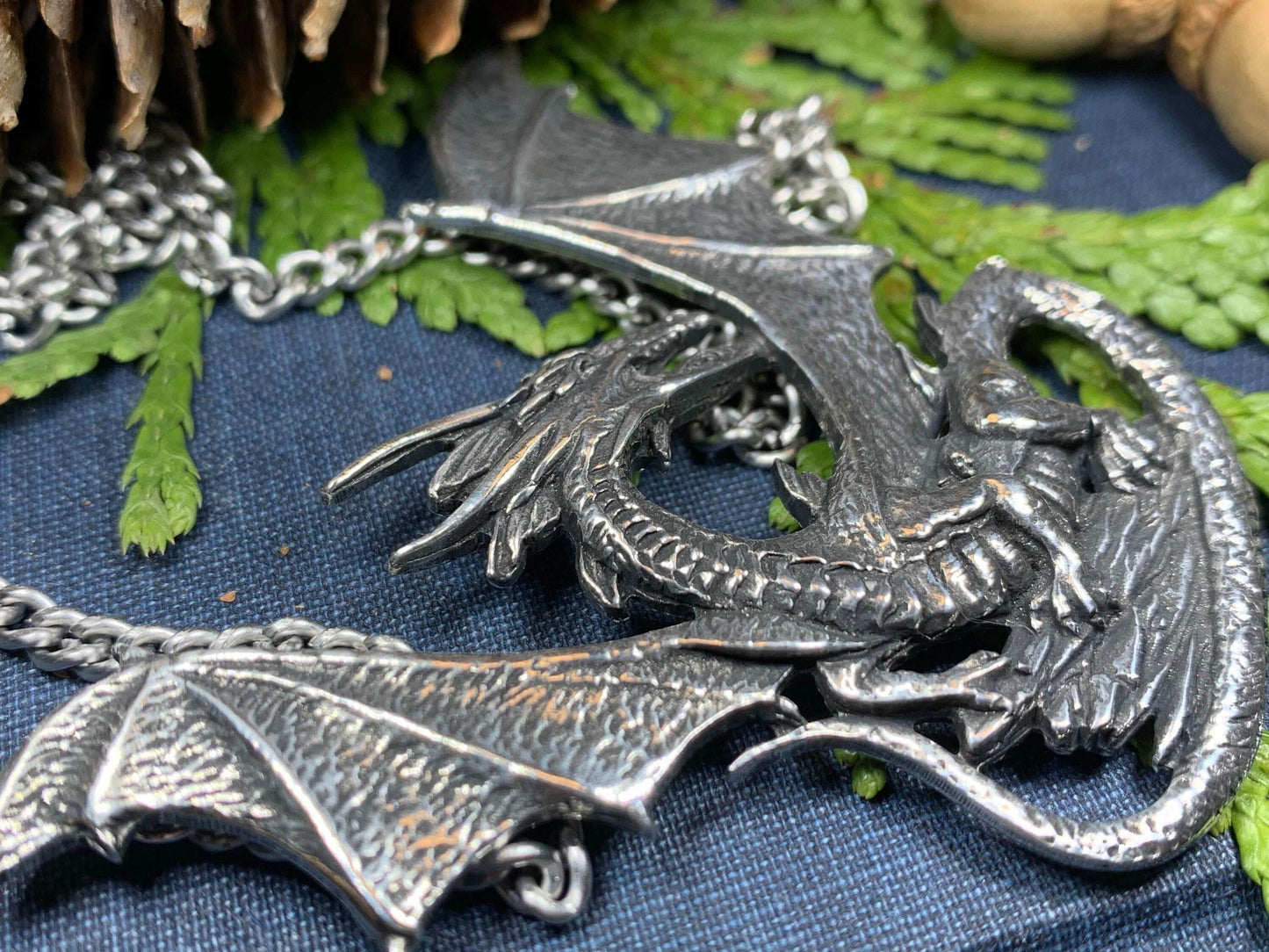 Tressach Pewter Dragon Necklace - 