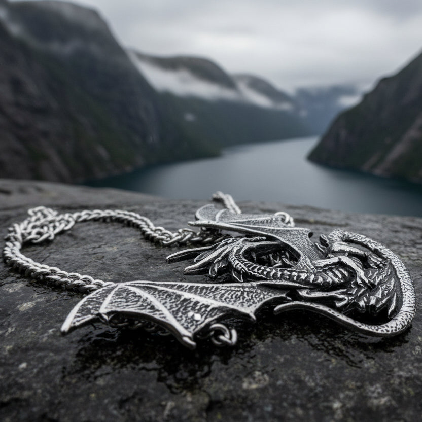 Tressach Pewter Dragon Necklace