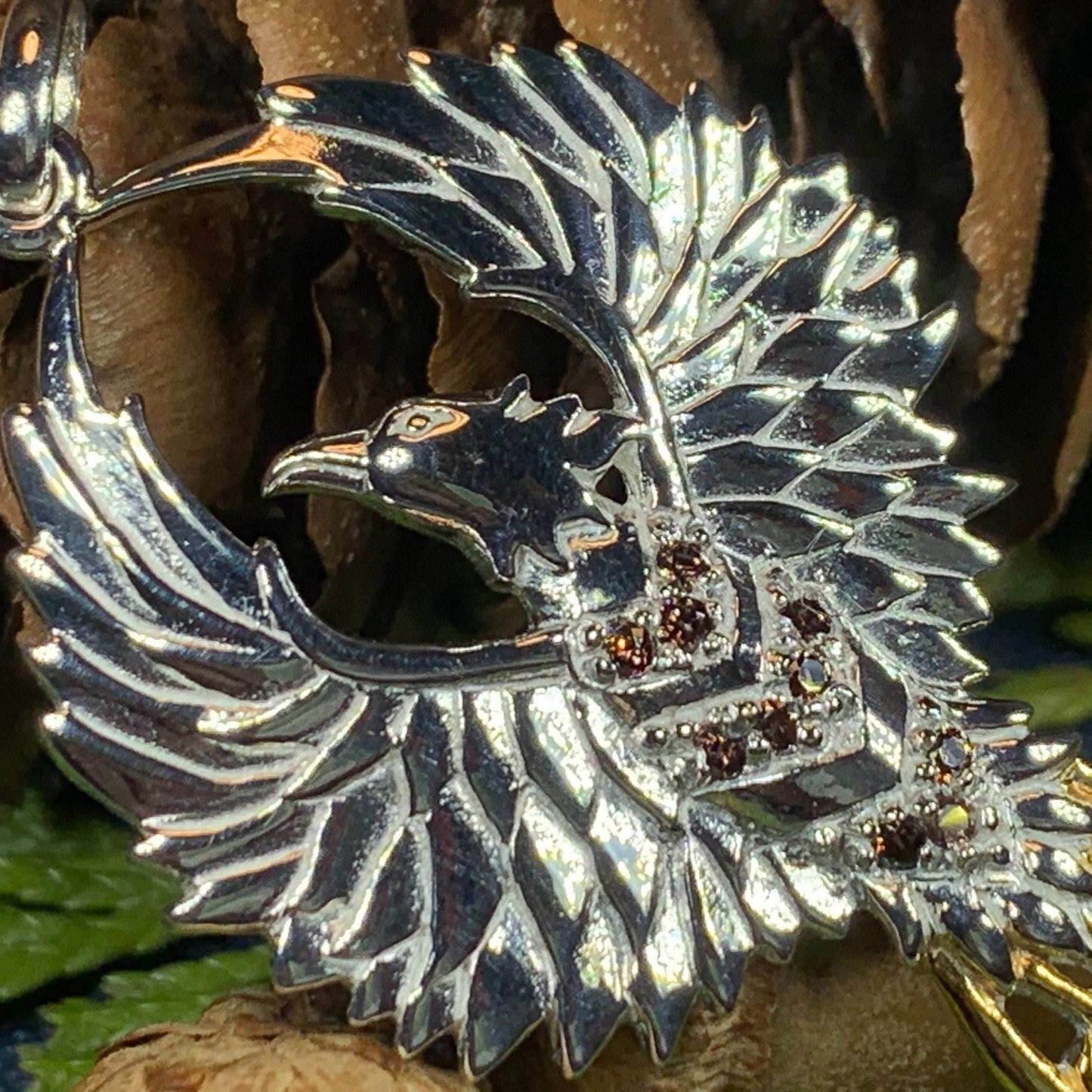 Golden Fire Phoenix Necklace - 18 / Amethyst