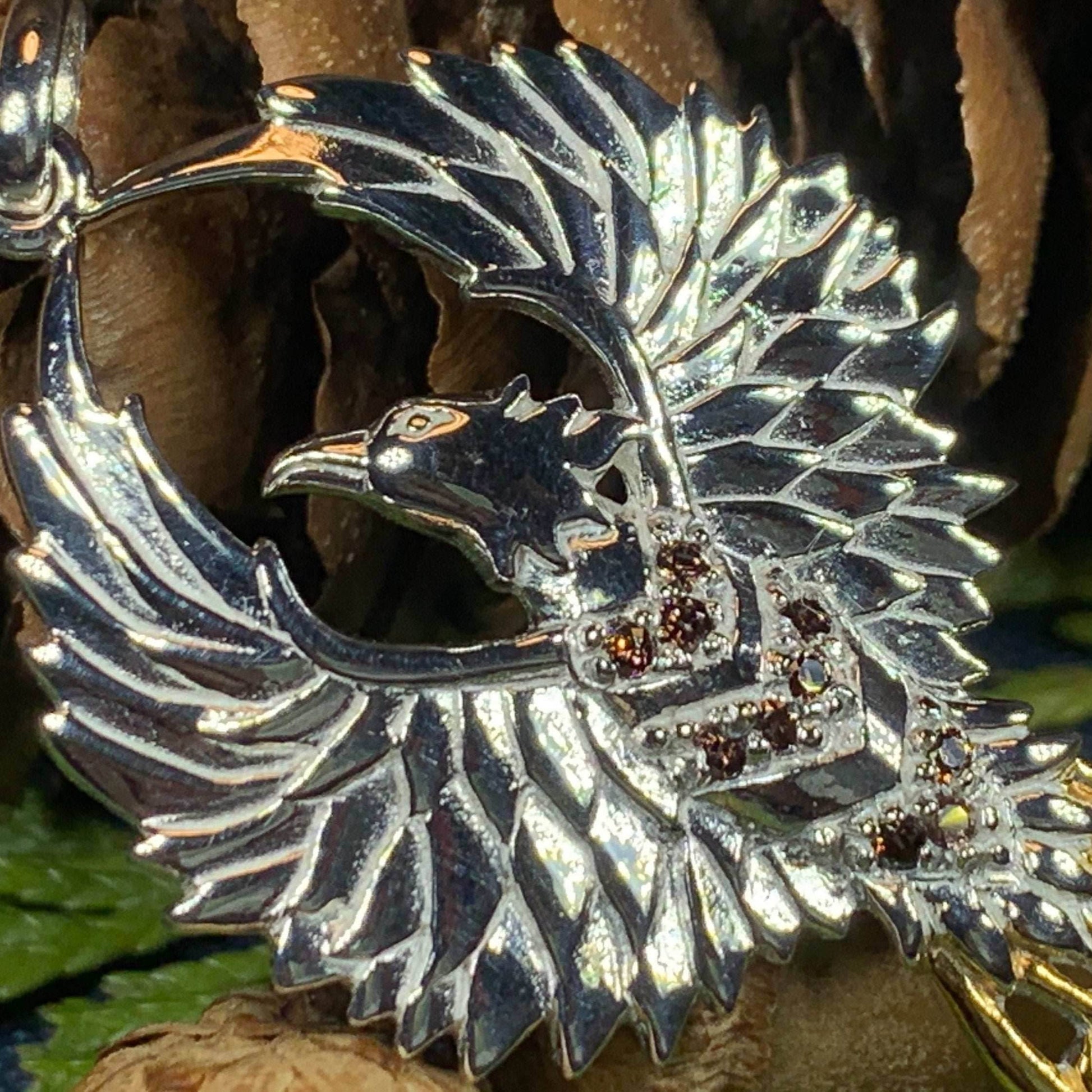 Golden Fire Phoenix Necklace - 18 / Amethyst